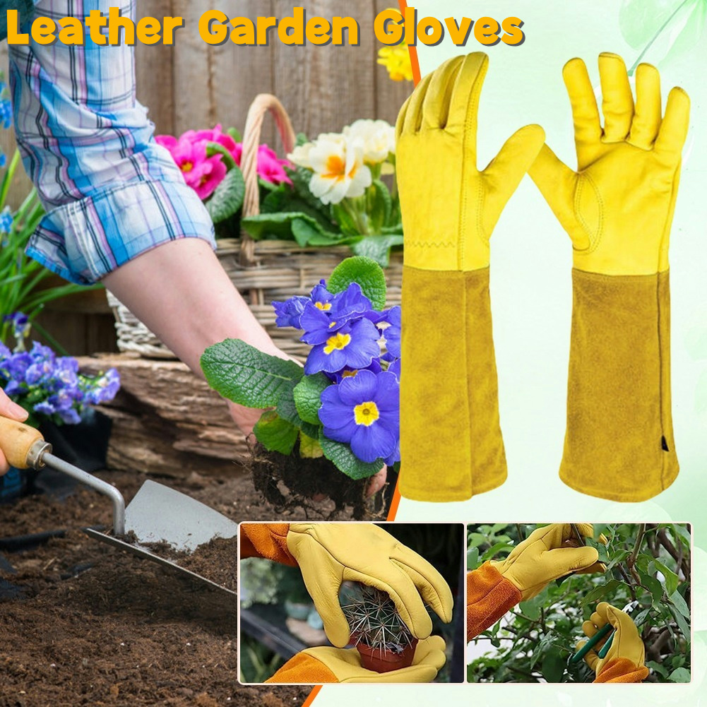 Gardening Gloves Thorn Proof Leather - 1 Pair Long Thorn Proof Gardening