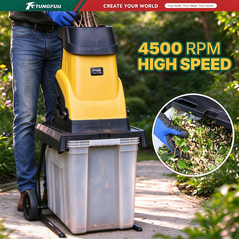 Garden Branch Shredder Wood Chipper - 2500W Electric Wood Chipper Shredder Powerful