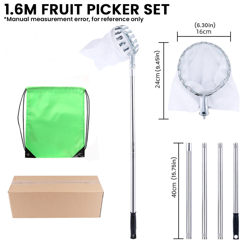 1.6-4M Fruit Picker Tool Metal - Fruit Picker Basket Telescopic Pole 评论和价格