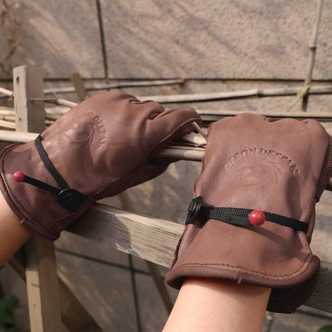 Cowhide Leather Gloves for Men - Gardening Gloves Thorn Proof Leather 评论和价格