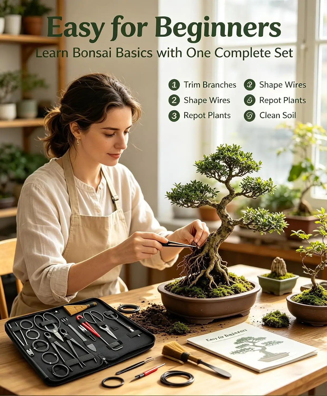 Gardening Bonsai Tool Sets 15p - Bonsai Tool Set Stainless Carbon Steel 评论和价格