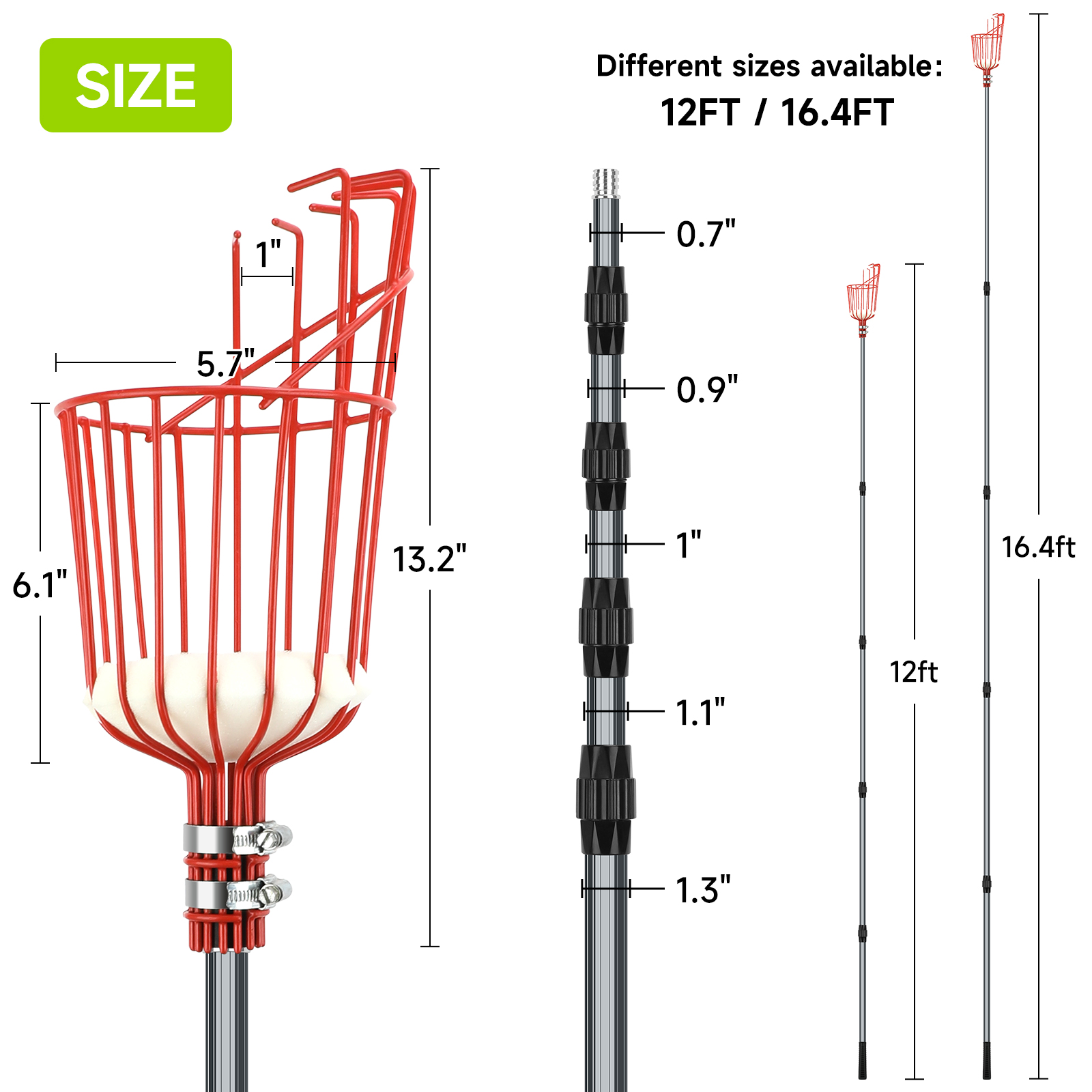 Fruit Picker Tool 5M/3.6M Tele - Fruit Picker Basket Telescopic Pole 评论和价格